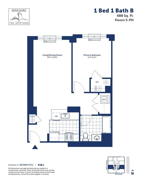 a floor plan of a unit with a bedroom and a bathroom